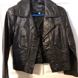 Black Leather Moto Style Jacket